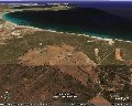 Vista a�rea de la ubicaci� del camp de golf (punts negres) i la resid�ncia per esportistes (punts vermells).